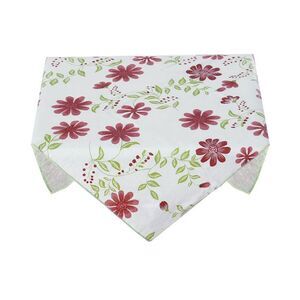 Square Plastic Tablecloth Water Oil Resistance Tablecloth Red Flower 35x35 Inch
